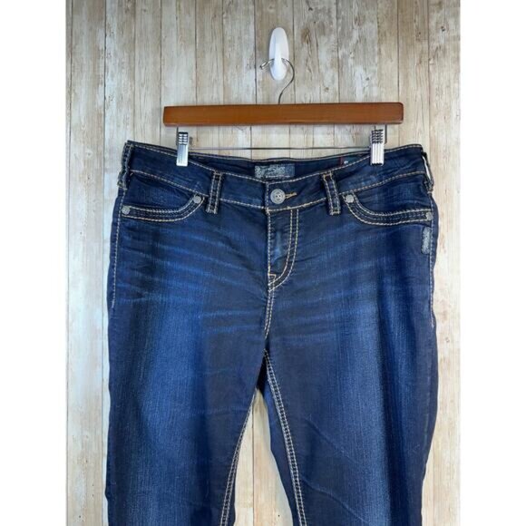 Silver Suki High Super Skinny Jeans Womens 34x33 Blue Dark Wash Stretch‎ Denim - Picture 3 of 12